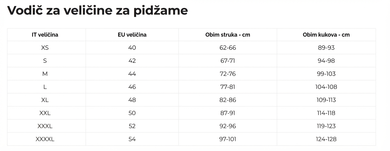 Size Chart