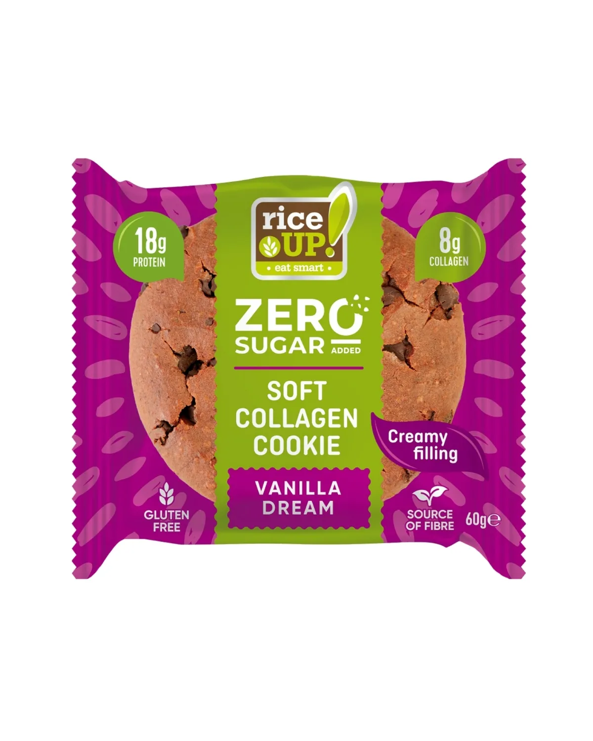RICE UP! COLLAGEN COOKIE VANILLA DREAM WITH FILING 60G 