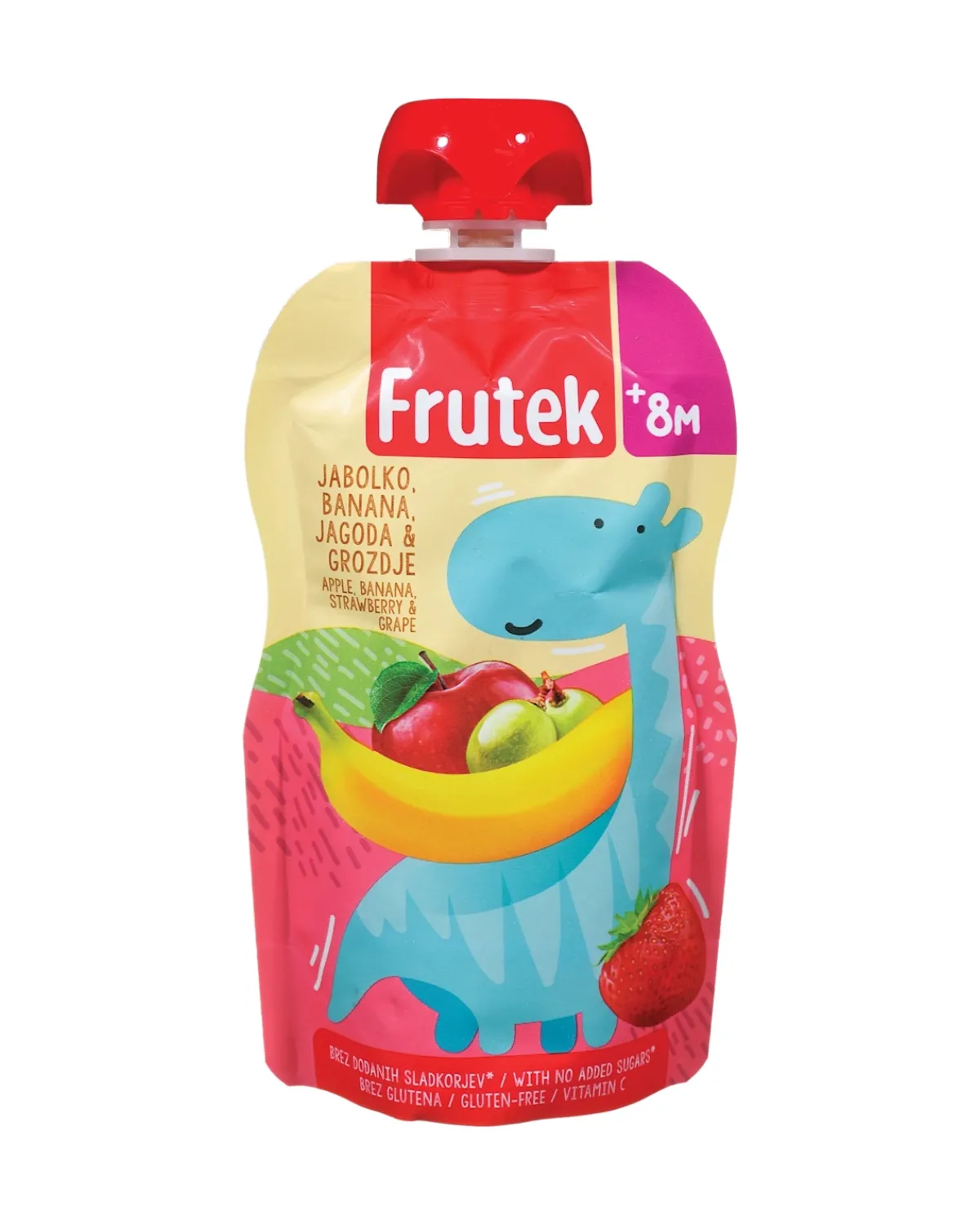 FRUTEK POUCH KAŠICA 100G - JABUKA BANANA JAGODA GROŽĐE 