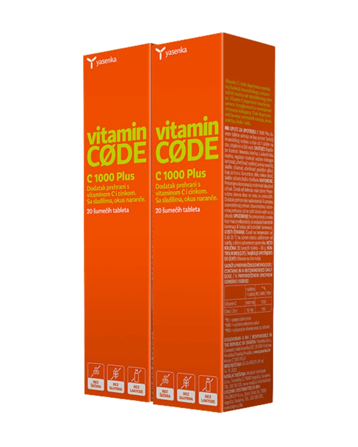 YASENKA ŠUMEĆE TABLETE VITAMIN CODE C 1000 PLUS A20 1+1 GRATIS 
