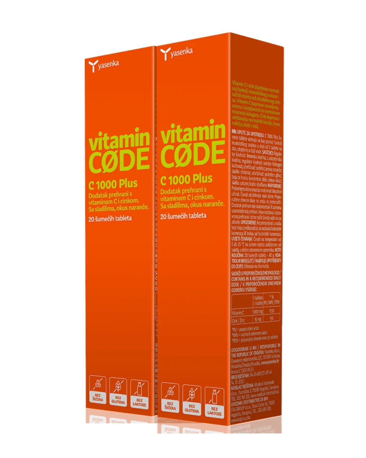 YASENKA ŠUMEĆE TABLETE VITAMIN CODE C 1000 A20 1+1 GRATIS 