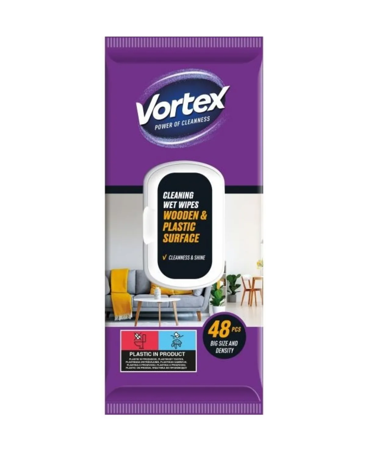 VORTEX VLAŽNE MARAMICE ZA CISCENJE DRVENIH I PLASTIČNIH POVRSINA 48KOM 