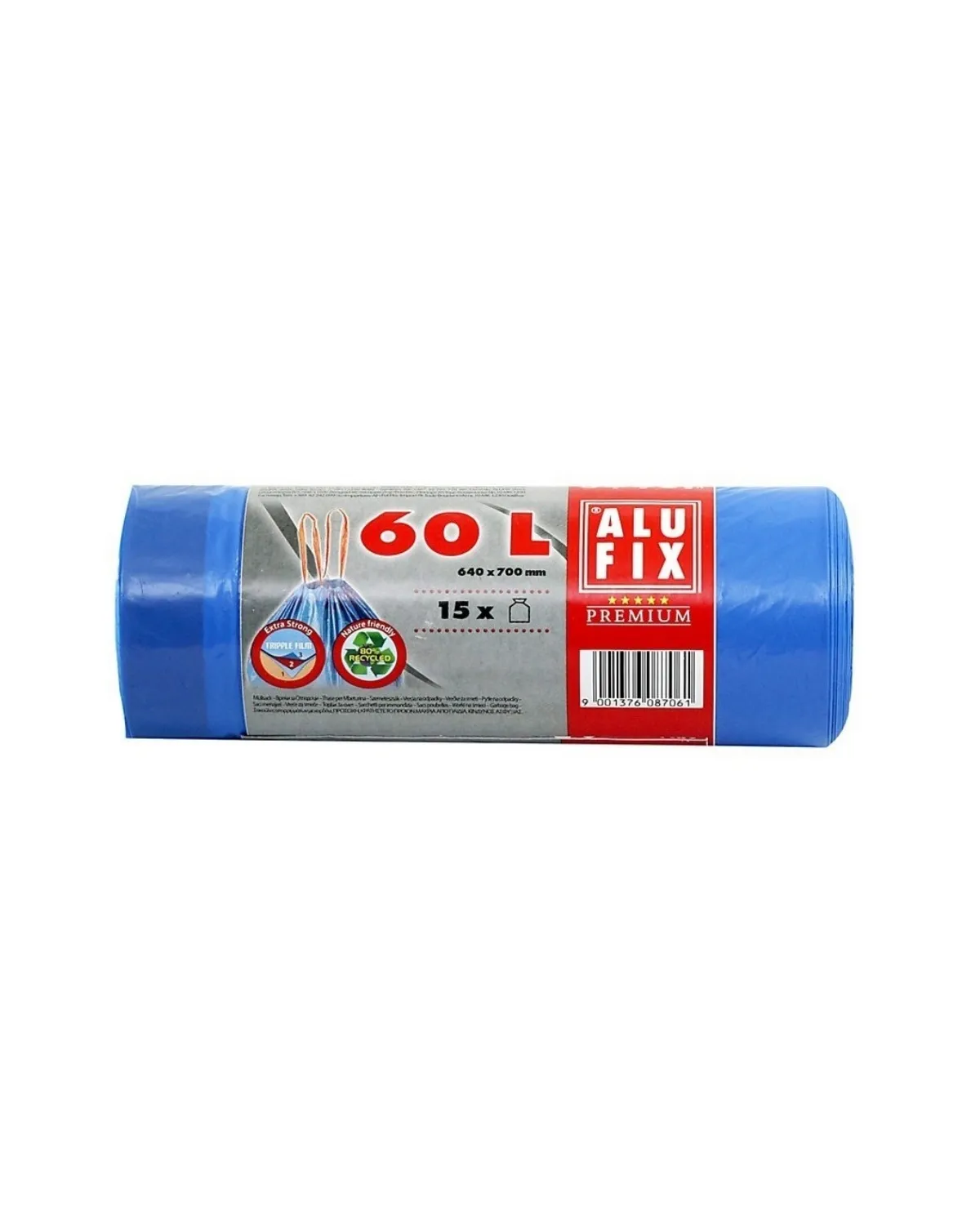 ALUFIX VRECE ZA SMECE SA VEZICOM  LDPE 64X70CM PLAVA 60L/15KOM (20KOM/KARTON) 