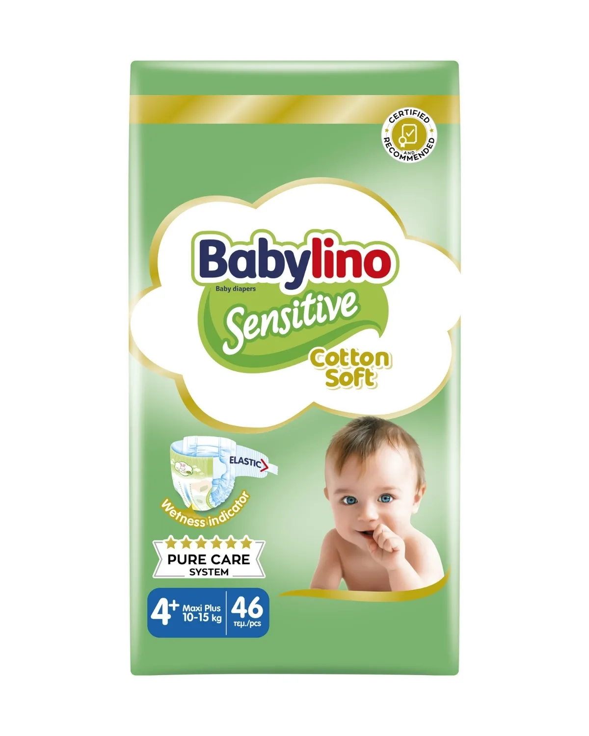 BABYLINO SENSITIVE 4+ MAXI+ 9-20KG/46 EC.