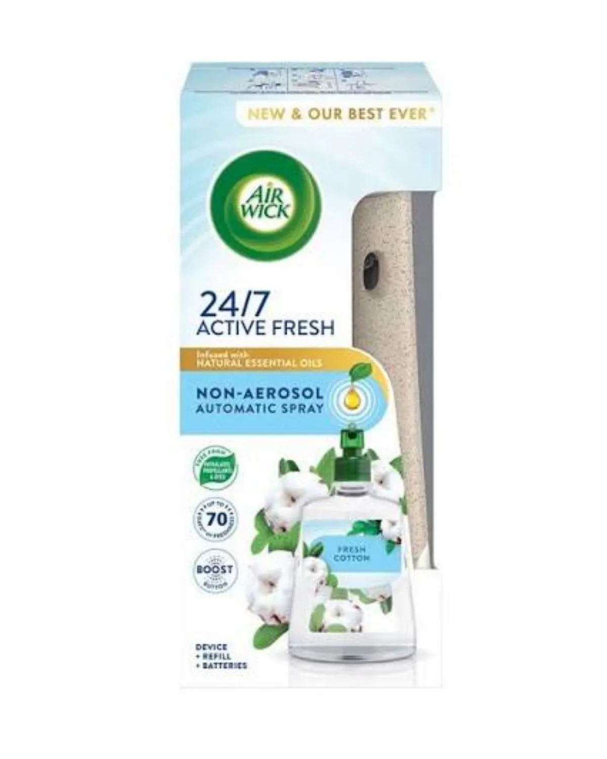 AIRWICK ACTIVE FRESH SISTEM+REFILL 228ML FRESH COTTON 