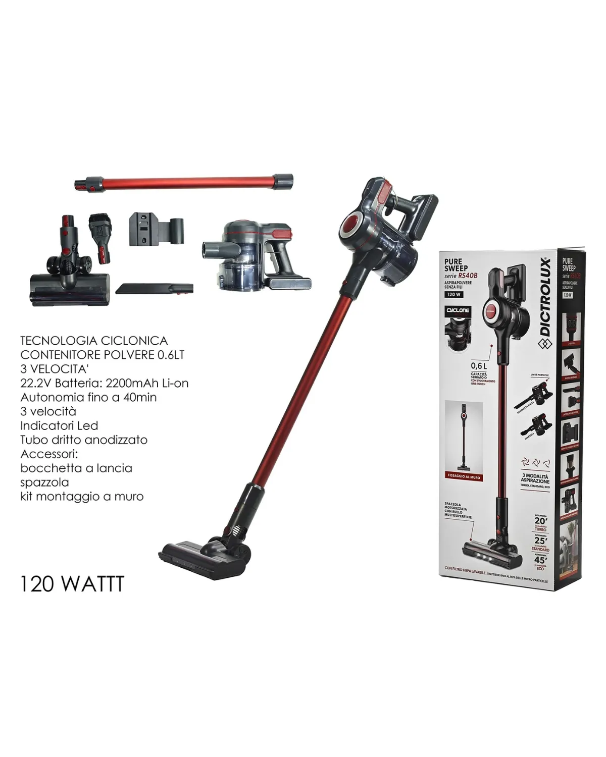 DICTROLUX BEŽIČNI ŠTAPNI USISIVAČ PURE SWEEP 2U1 120W 
