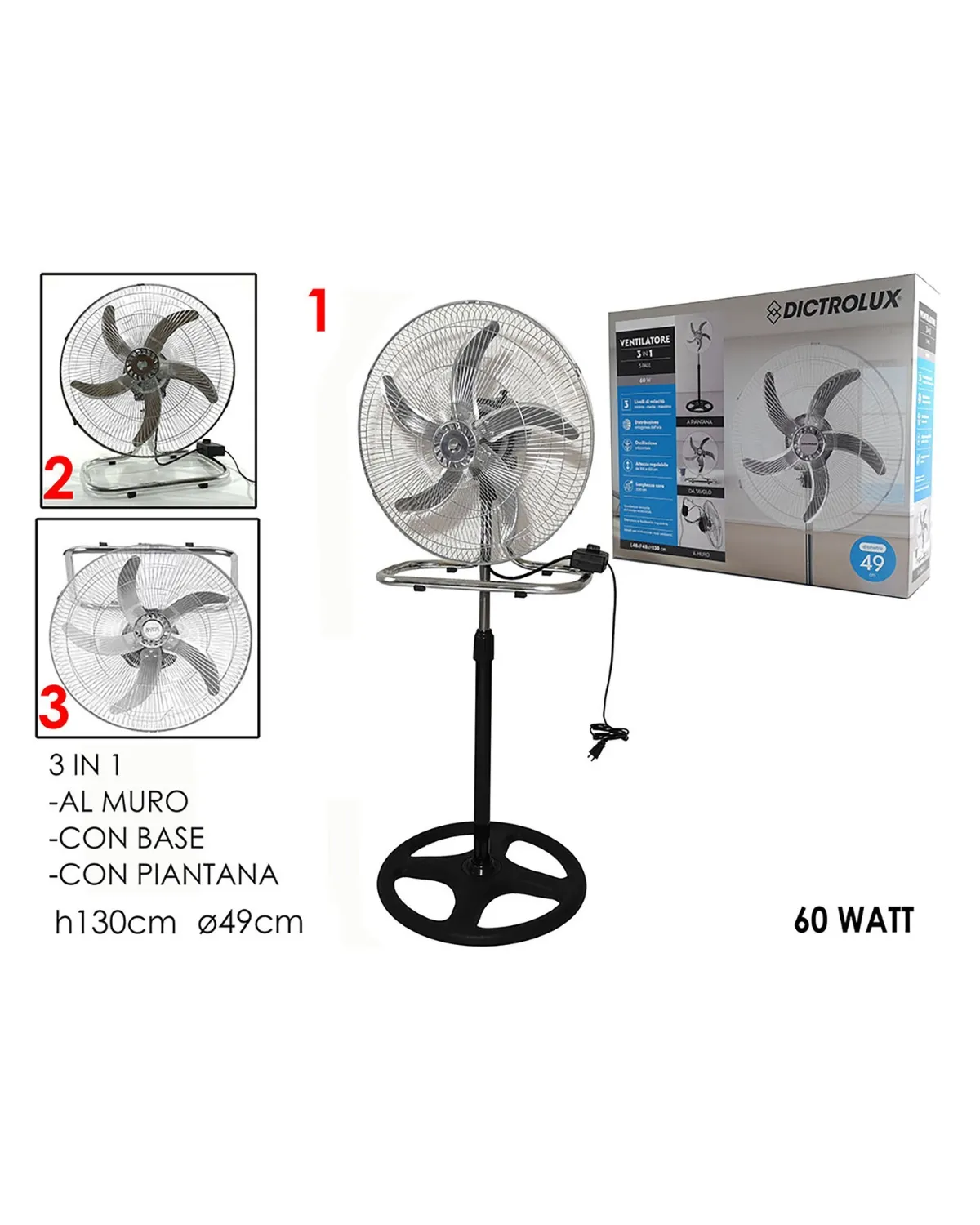 GENERAL TRADE VENTILATOR 130CM 60W 3U1 