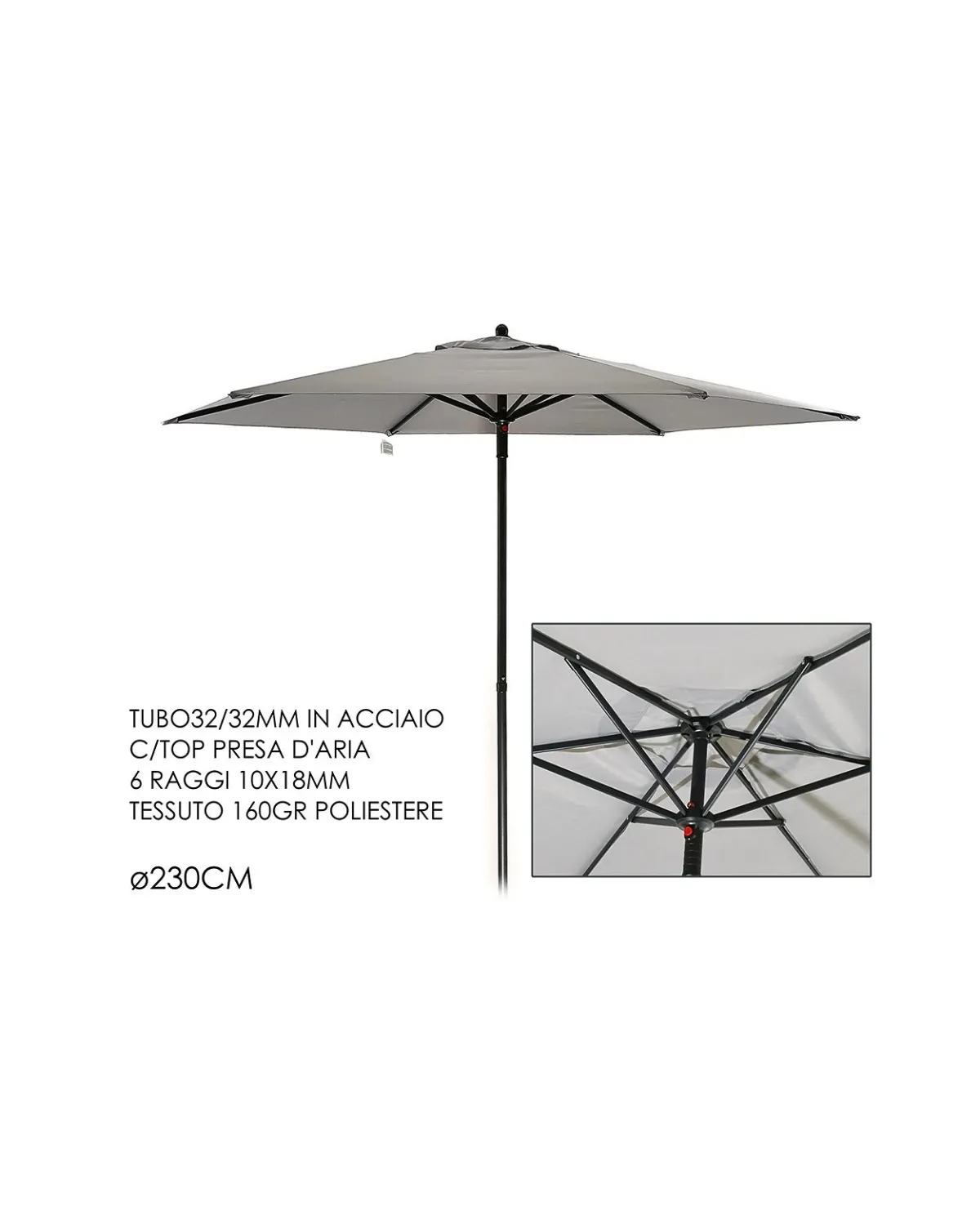 GENERAL TRADE SUNCOBRAN 230CM GRIGIO 