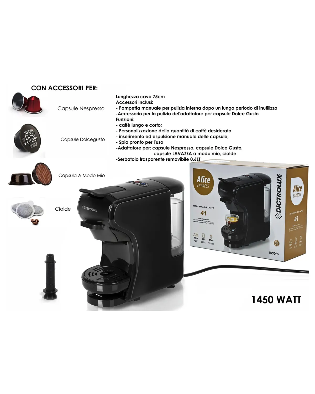 DICTROLUX APARAT ZA KAFU 4U1 ALICE EXPRESS 1450W 