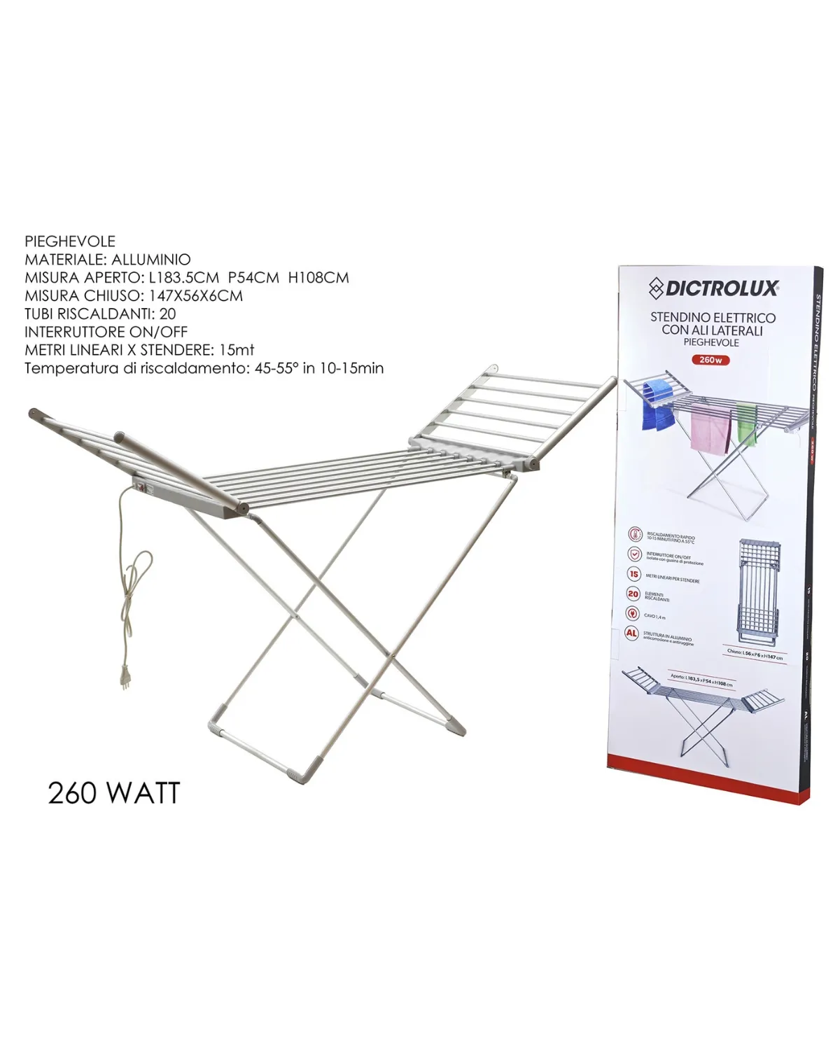 DICTROLUX ELEKTRIČNA SUŠILICA ZA VEŠ 260W 183X54XH108 CM 
