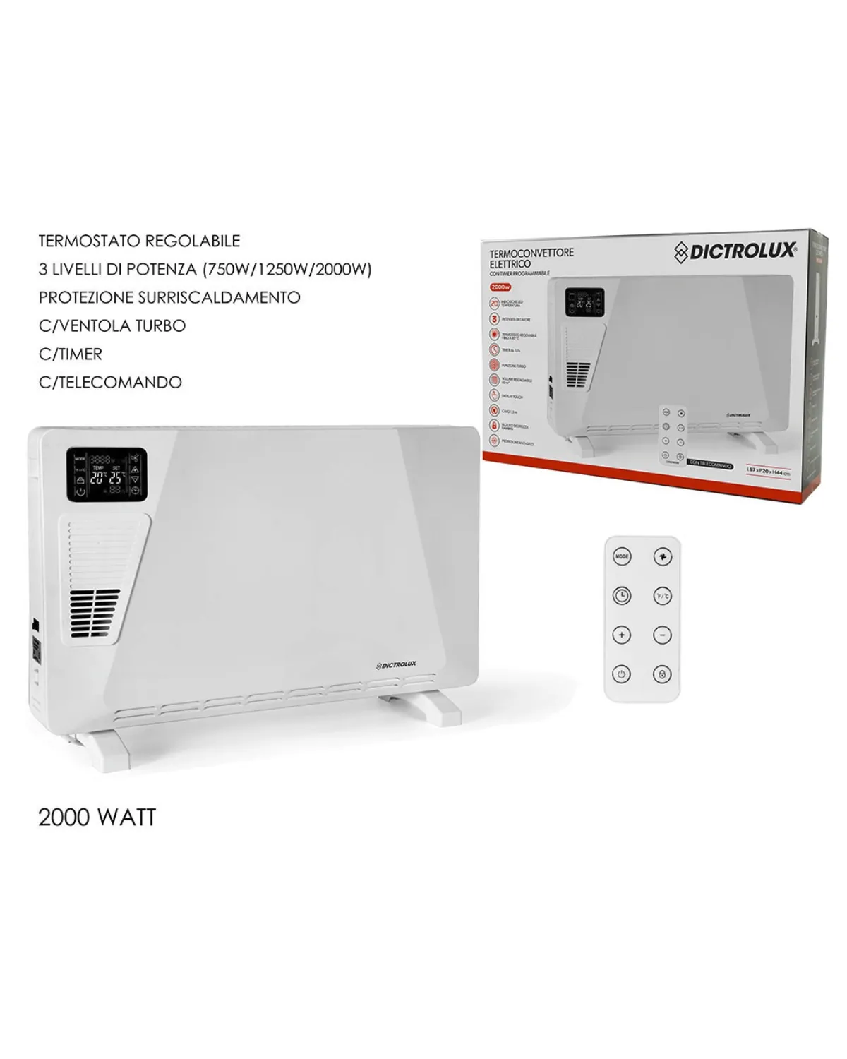 DICTROLUX RADIJATOR SA DALJINSKIM UPRAVLJAČEM 2000W 