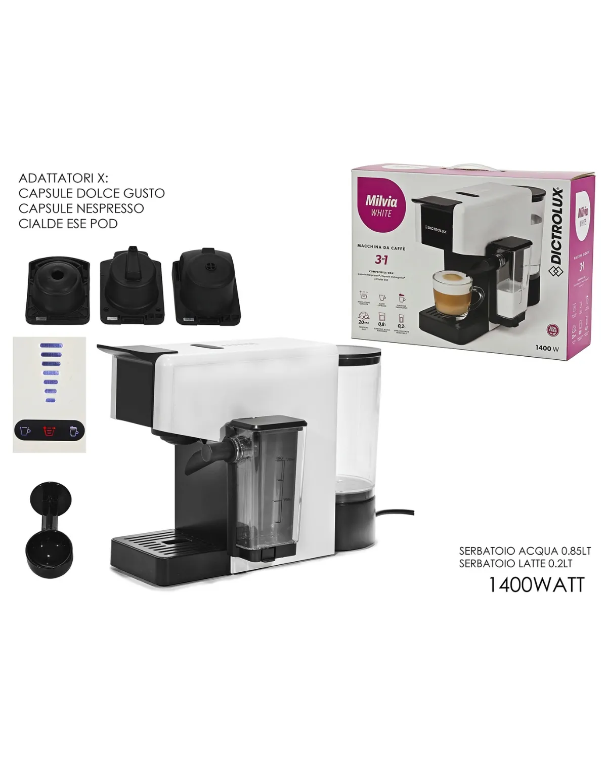 DICTROLUX APARAT ZA KAFU MILVIA WHITE 3U1 1400W 
