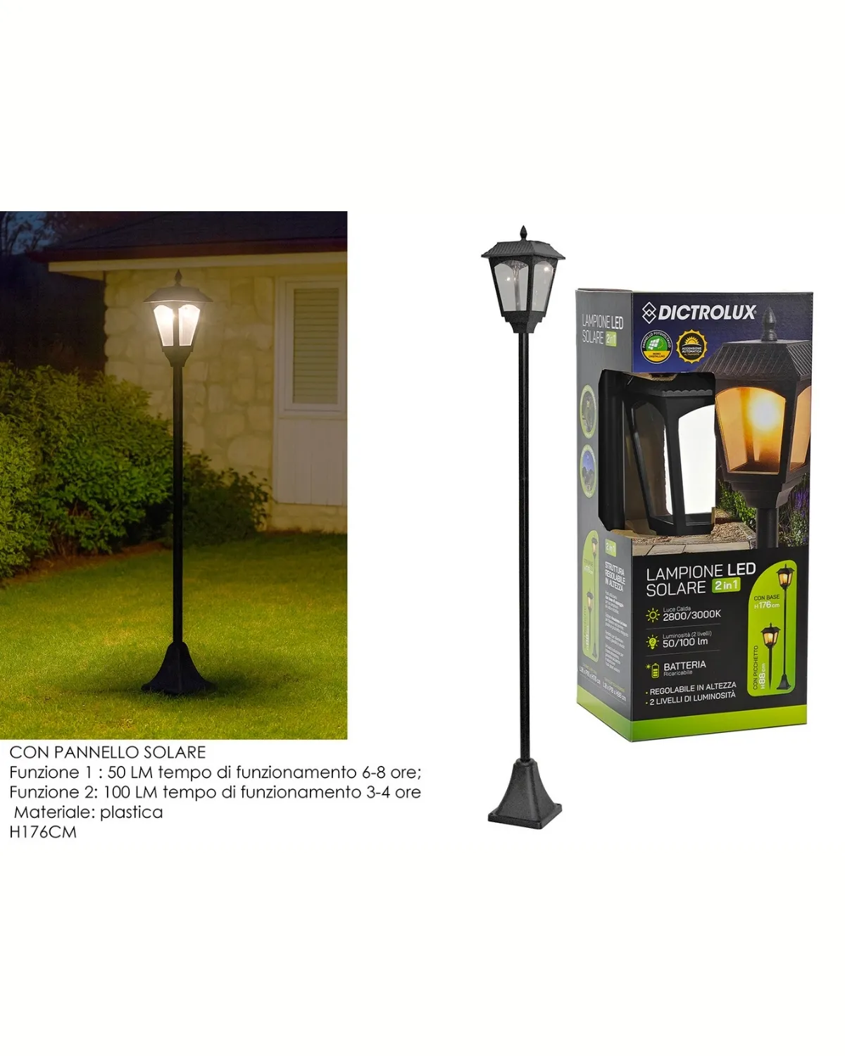 GENERAL TRADE SOLARNA LAMPA  2U1 176 CM 