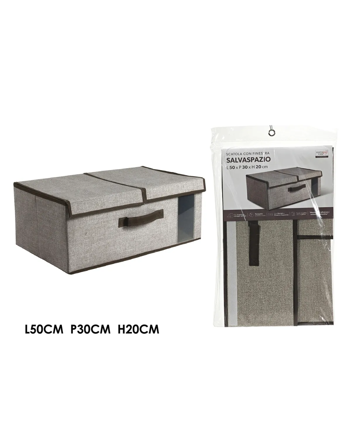 VESTI CASA KUTIJA ZA ODLAGANJE ROBE SA RUČKAMA 50X30X20CM 