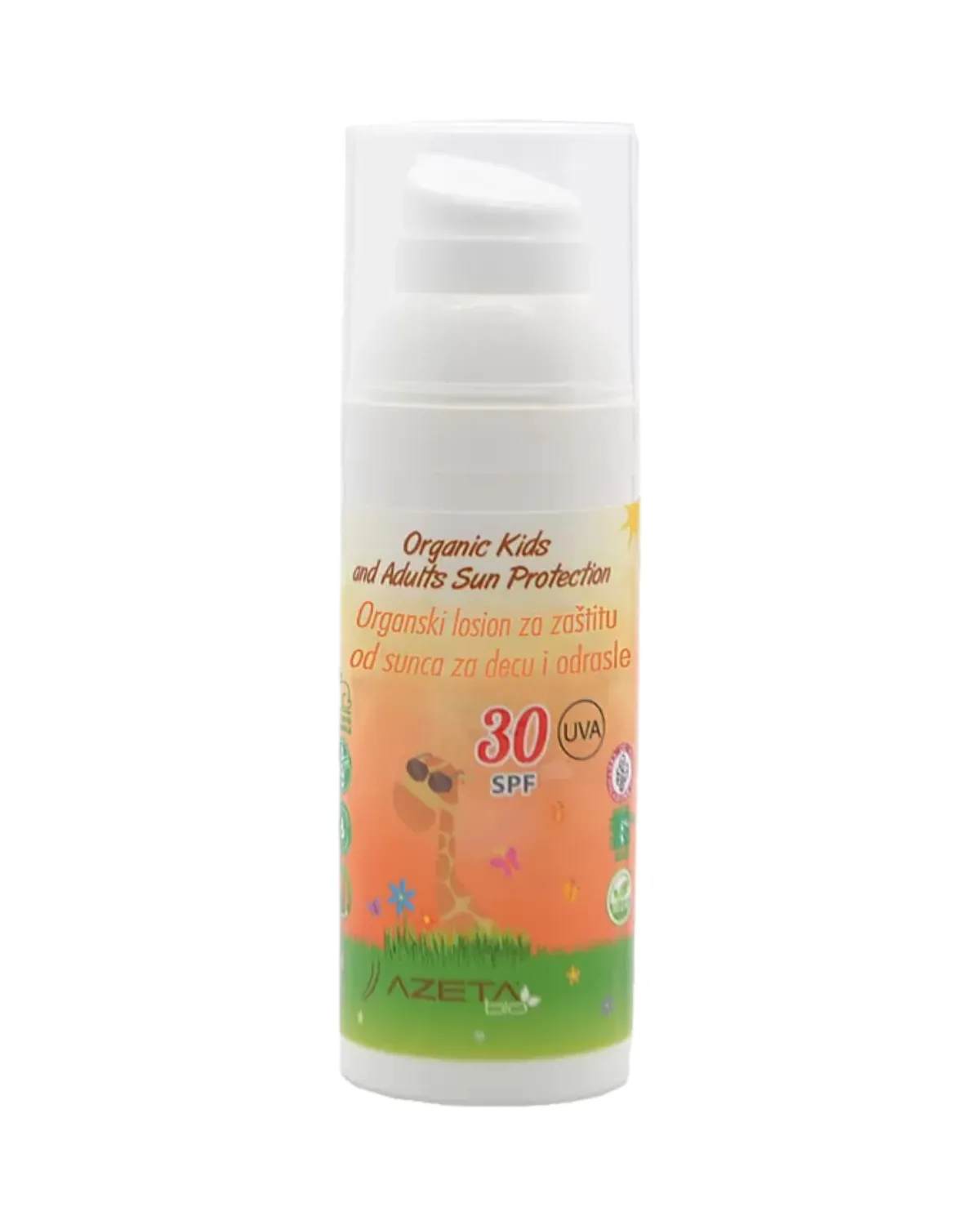 AZETA ORGANSKA KREMA ZA ZAŠTITU OD SUNCA ZA DJECU I ODRASLE SPF30 