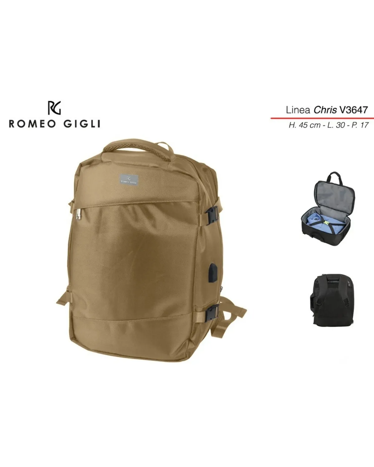 ZAINO VIAGGIO MULTIUSO RG GIGLI  V3647 GOLD 