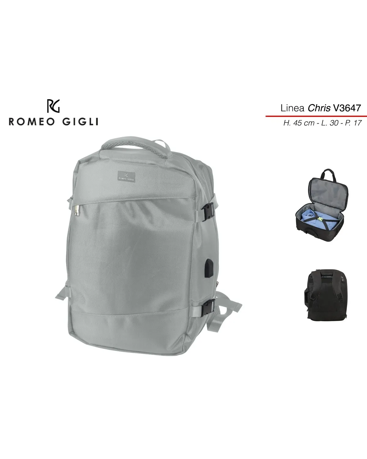 ZAINO VIAGGIO MULTIUSO RG GIGLI  V3647 SILVER 