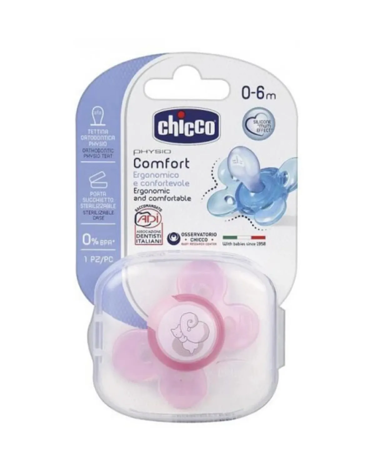 VARALICA PHYSIO SILIKON 0-6M 1/1 0%BPA-ROZA COMFORT 