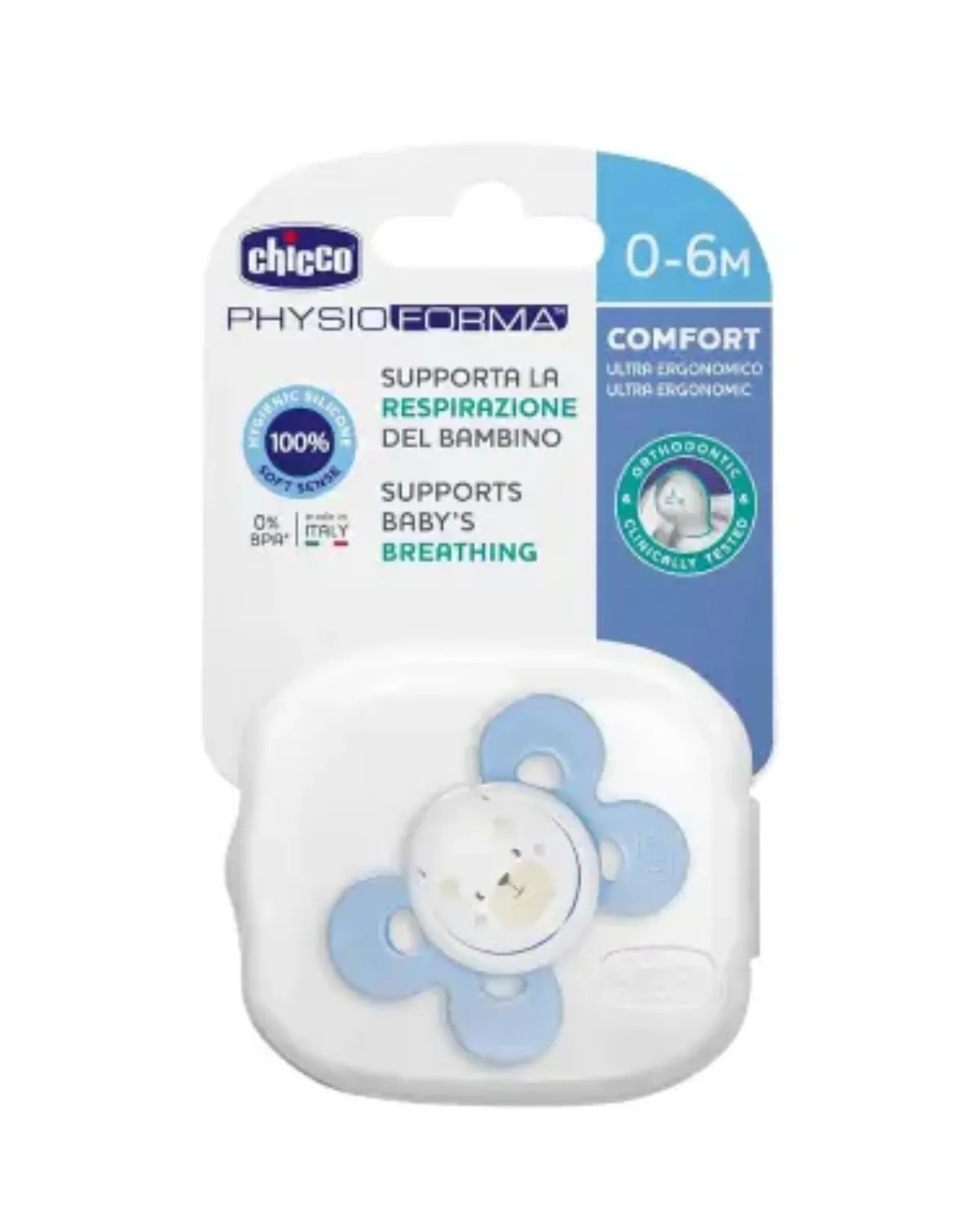 VARALICA PHYSIO SILIKON 0-6M 1/1 0%BPA PLAVA COMFORT 