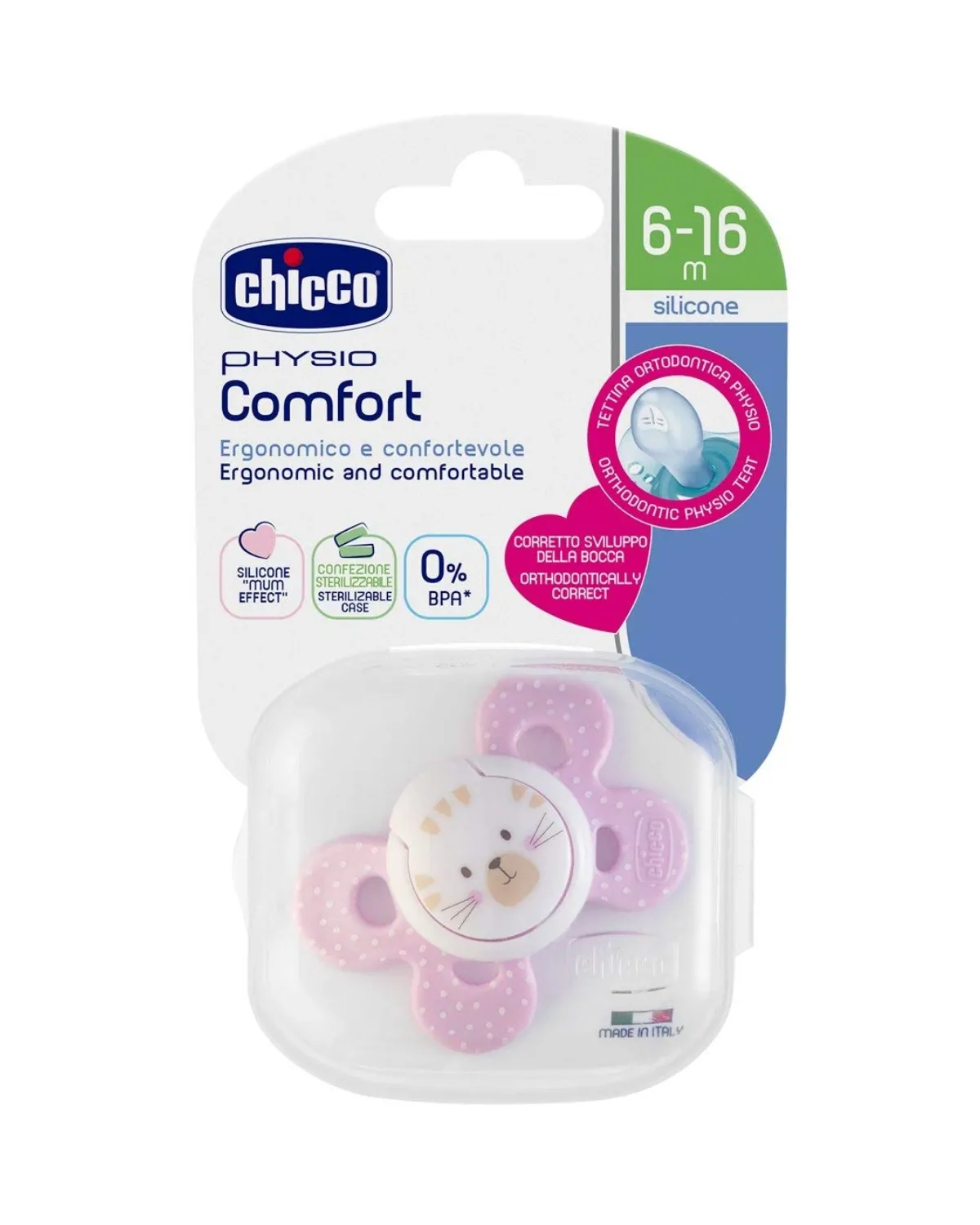 VARALICA PHYSIO SILIKON 6-16M 1/1 0%BPA-ROZA COMFORT 