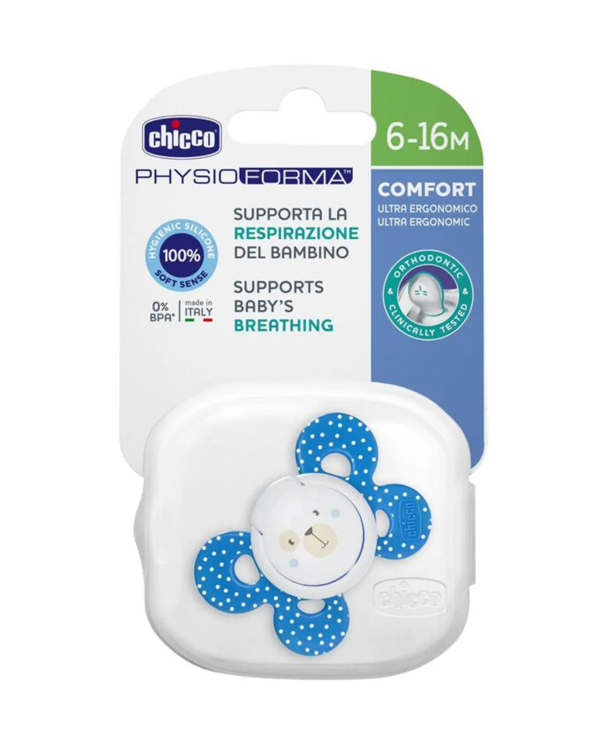 VARALICA PHYSIO SILIKON 6-16M 1/1 0%BPA-PLAVA COMFORT 