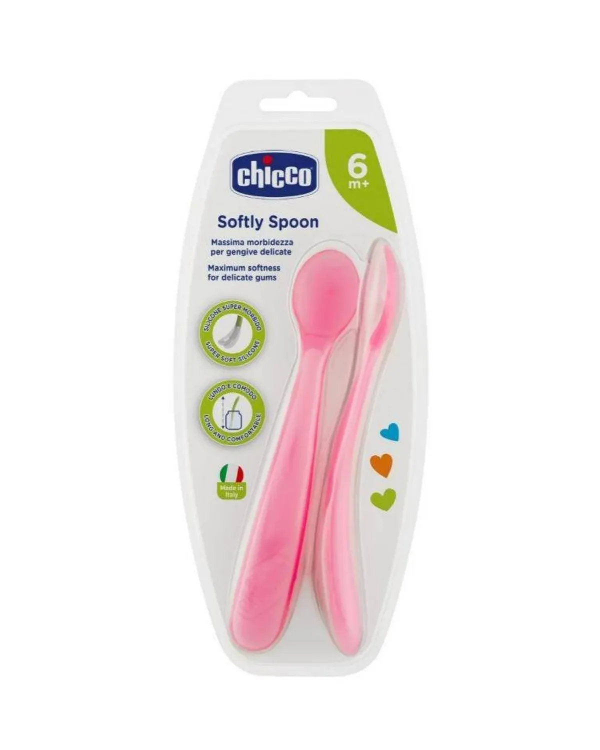 KAŠIKA ZA BEBE SILIKON 6M+ 2/1 PINK 