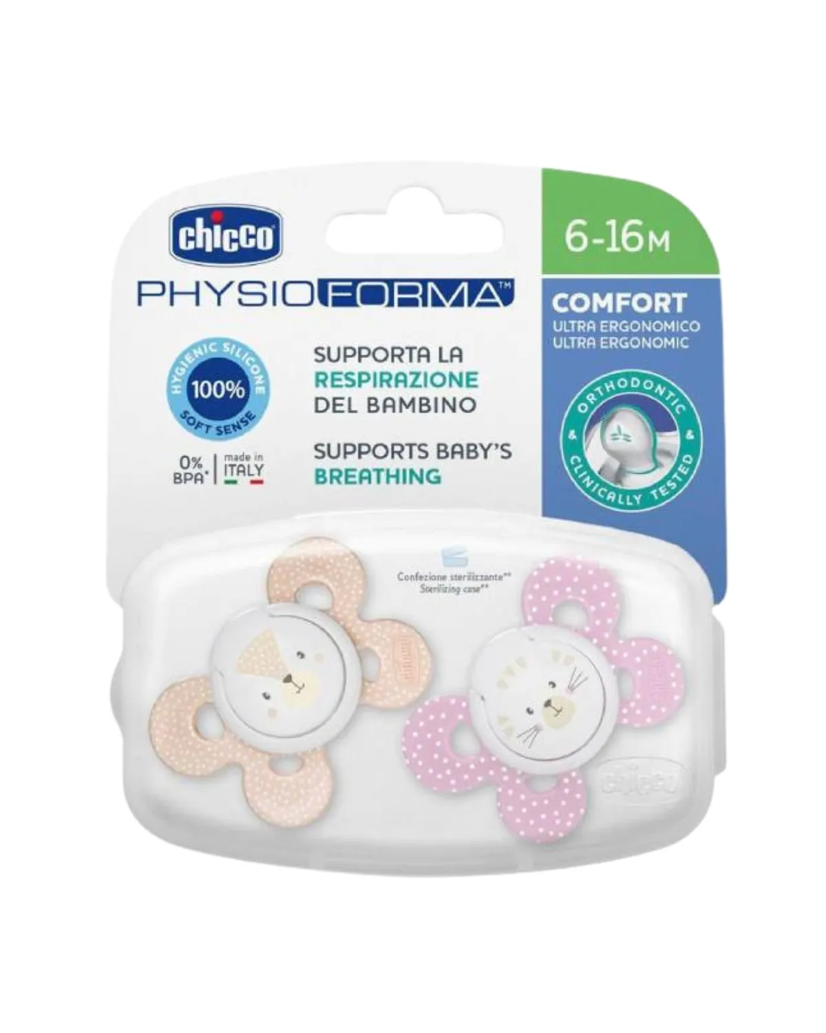 VARALICA PHYSIO SILIKON 6-16M+ 2/1 0%BPA-LJUBICASTA COMFORT 