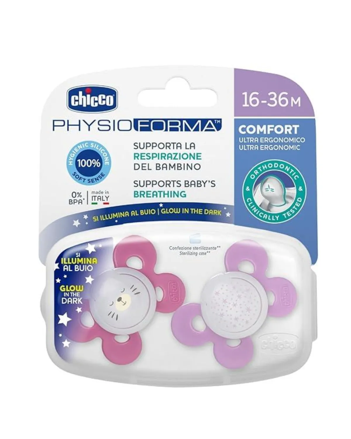 VARALICA PHYSIO SILIKON 16-36M+ 2/1 0%BPA ROZA COMFORT 