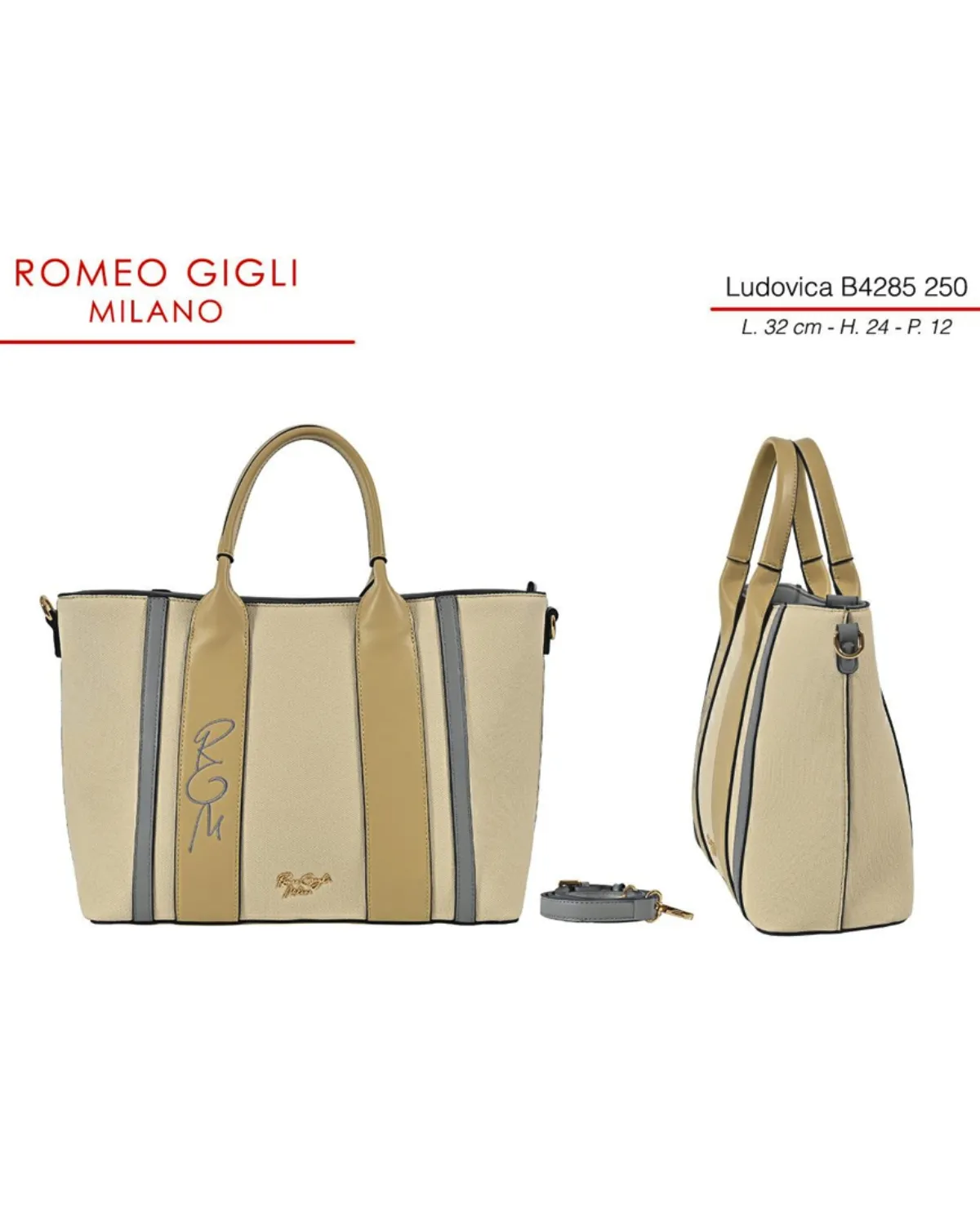 LUDOVICA TORBA M. RG MILANO B4285 BEIGE/BLU 