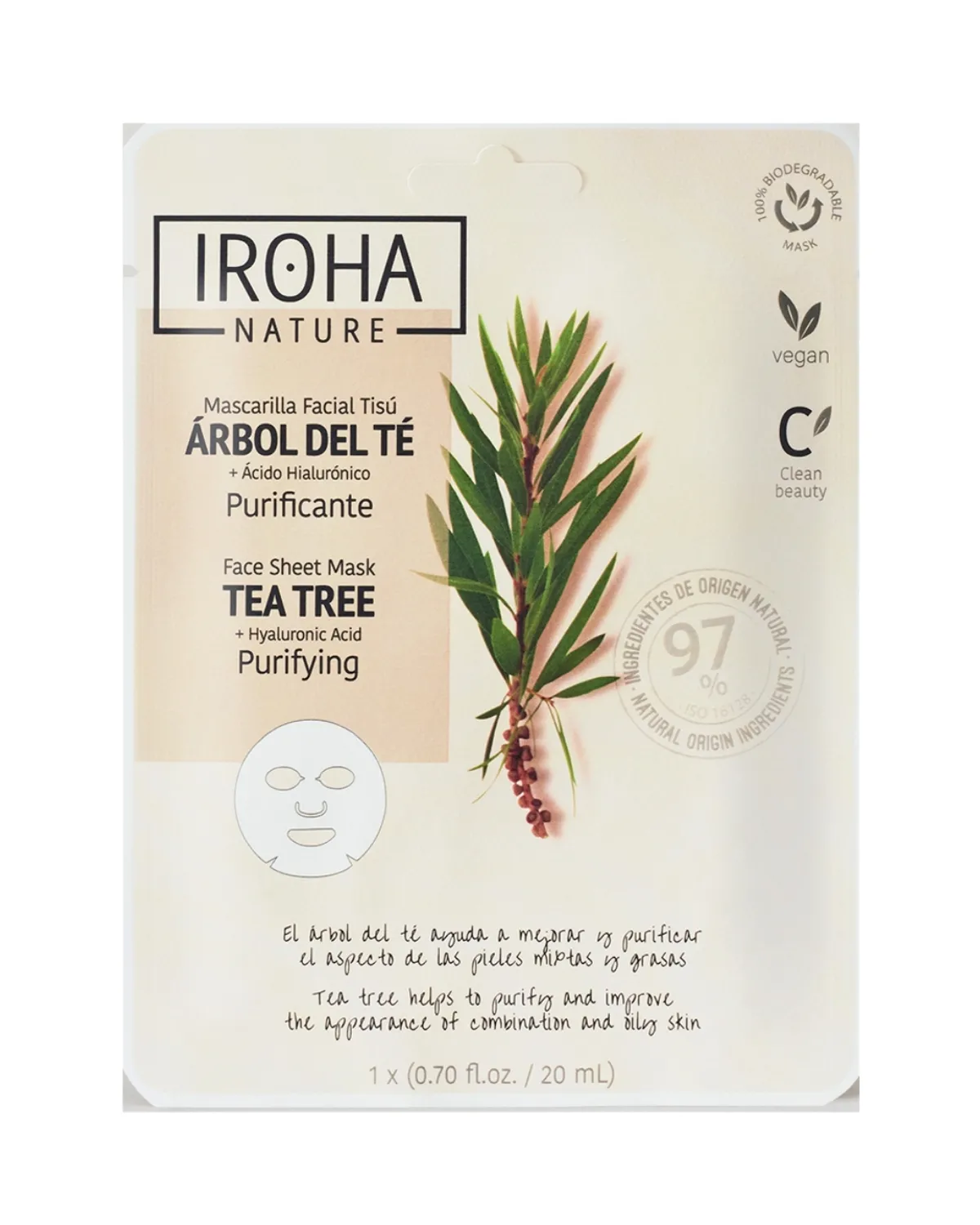 IROHA TISSUE MASKA ZA LICE 97% NATURAL TEA TREE PURIFYING 