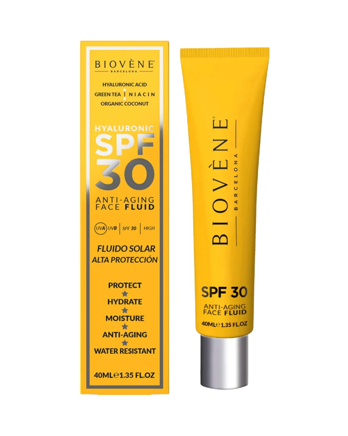 BIOVENE HYALURONIC SPF 30 ANTI AGING FACE FLUID ORGANIC COCONUT