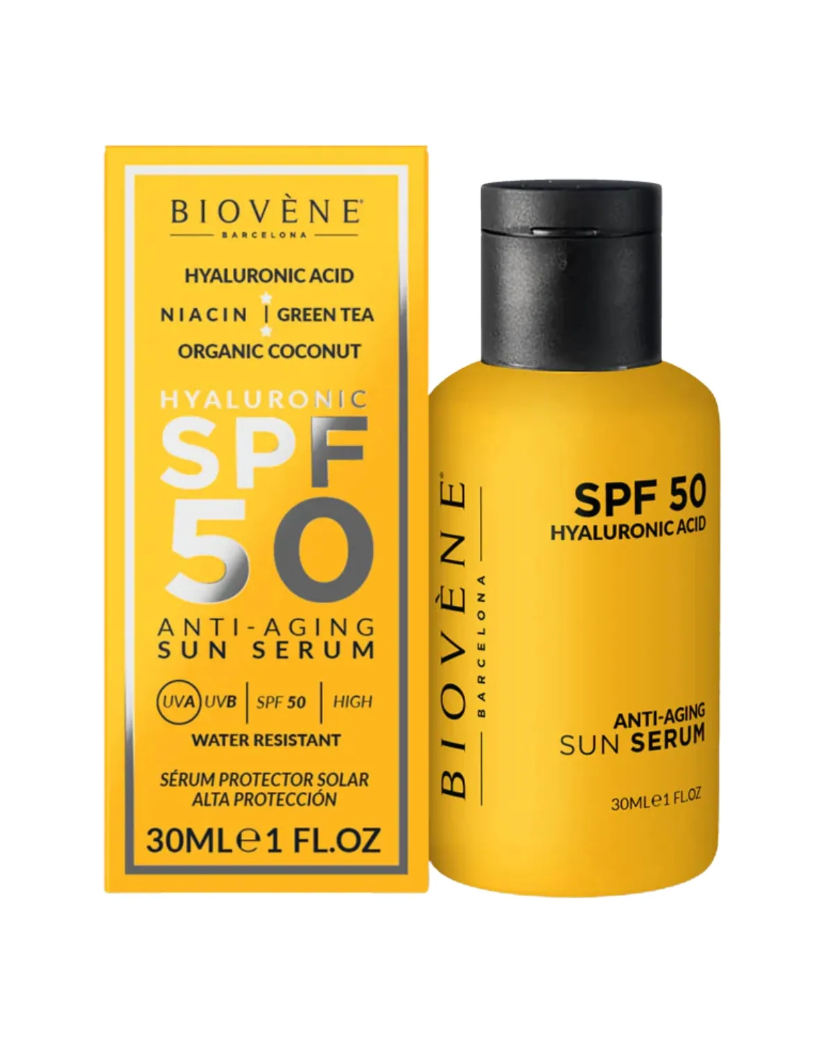BIOVENE HYALURONIC ANTI AGING SPF 50 ORGANIC COCONUT MOISTURIZING SUN SERUM