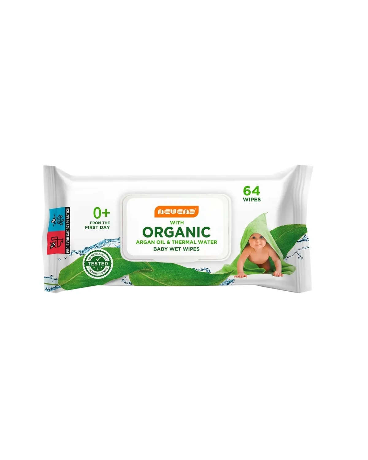NEVENA BABY VLAŽNE MARAMICE SA POKLOPCEM ORGANIC/ TERMALNA VODA 64/1 