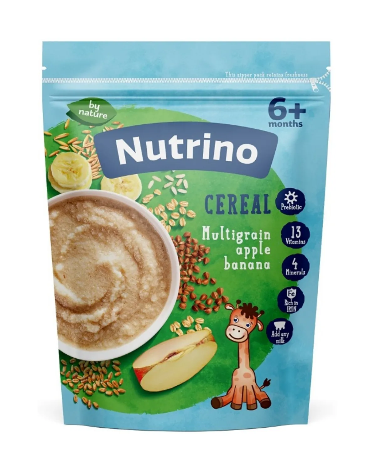 NUTRINO BEZMLIJEČNA  KAŠA 5 ŽITARICA  JABUKA BANANA 200G 