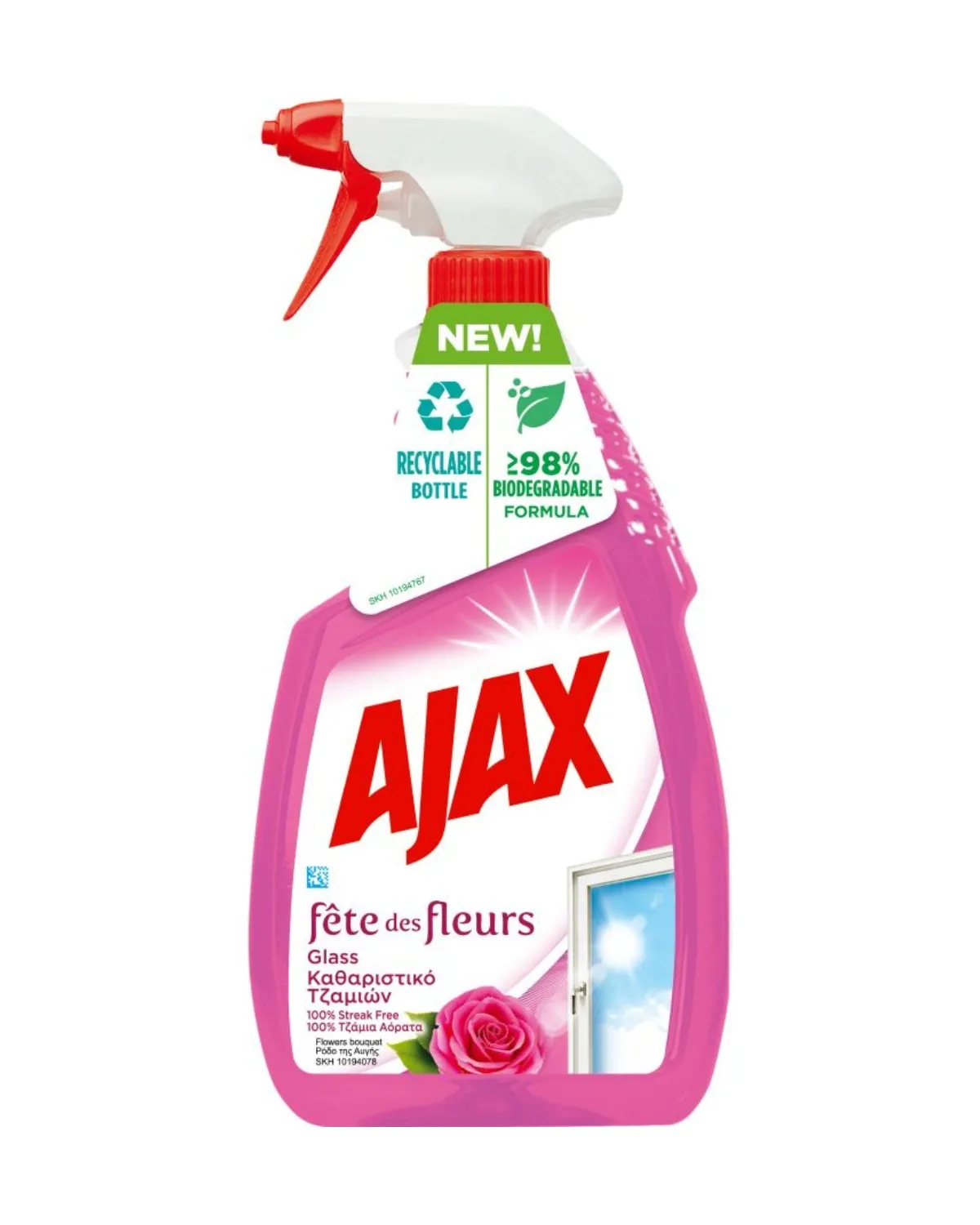 AJAX GLASS PINK 750ML TRIGGER 