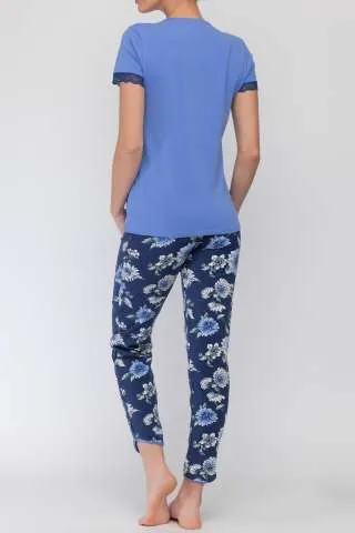 ALMA RAS PIDZAMA K-R HELENA PLAVA-KRUPNI FLORAL