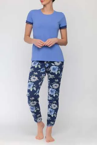 ALMA RAS PIDZAMA K-R HELENA PLAVA-KRUPNI FLORAL