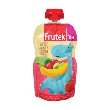 FRUTEK POUCH KAŠICA 100G - JABUKA BANANA JAGODA GROŽĐE 