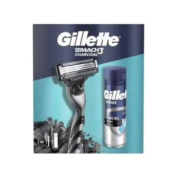 GILLETTE SET GIFT MACH 3 CHARCOL 2UP + SERIES GEL 