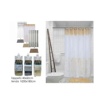 VESTI CASA SET ZAVJESA ZA TUŠ 180X200 + PROSTIRKA 40X60CM 