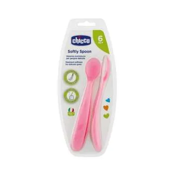 KAŠIKA ZA BEBE SILIKON 6M+ 2/1 PINK 