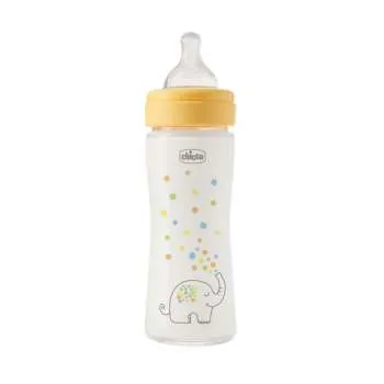 CHICCO FLAŠICA STAKLENA PERFECT EASY 240 ML SILIKON ŽUTA 