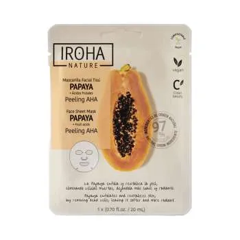 IROHA TISSUE MASKA ZA LICE 97% NATURAL PAPAYA PEELING AHA 