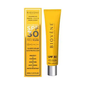 BIOVENE HYALURONIC SPF 30 ANTI AGING FACE FLUID ORGANIC COCONUT 