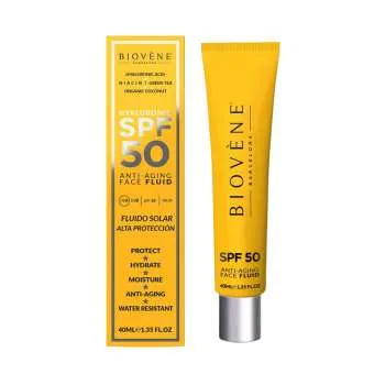 BIOVENE HYALURONIC SPF 50 ANTI AGING FACE FLUID ORGANIC COCONUT 
