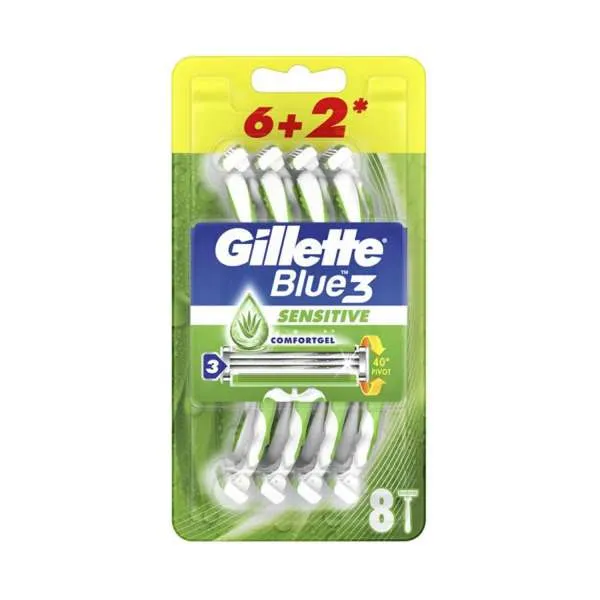GILLETTE BLUE 3 6+2 PCS SENSE CARE 