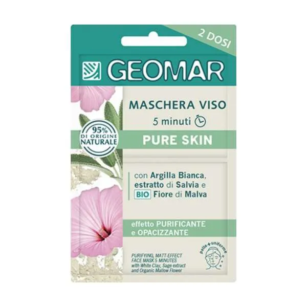 GEOMAR MASKA ZA CISCENJE LICA, MATIRAJUCI EFEKAT, SA ORGANSKIM CVIJETOM SLEZA 7.5MLX2 