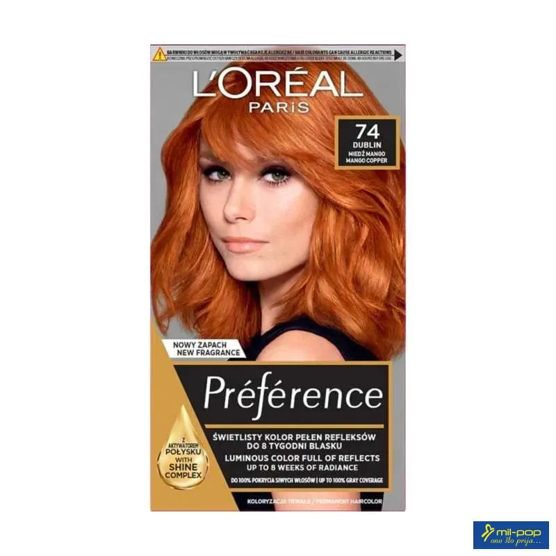 LOREAL PARIS PREFERENCE FARBA ZA KOSU-74 MANGO INTENSE COOPER 