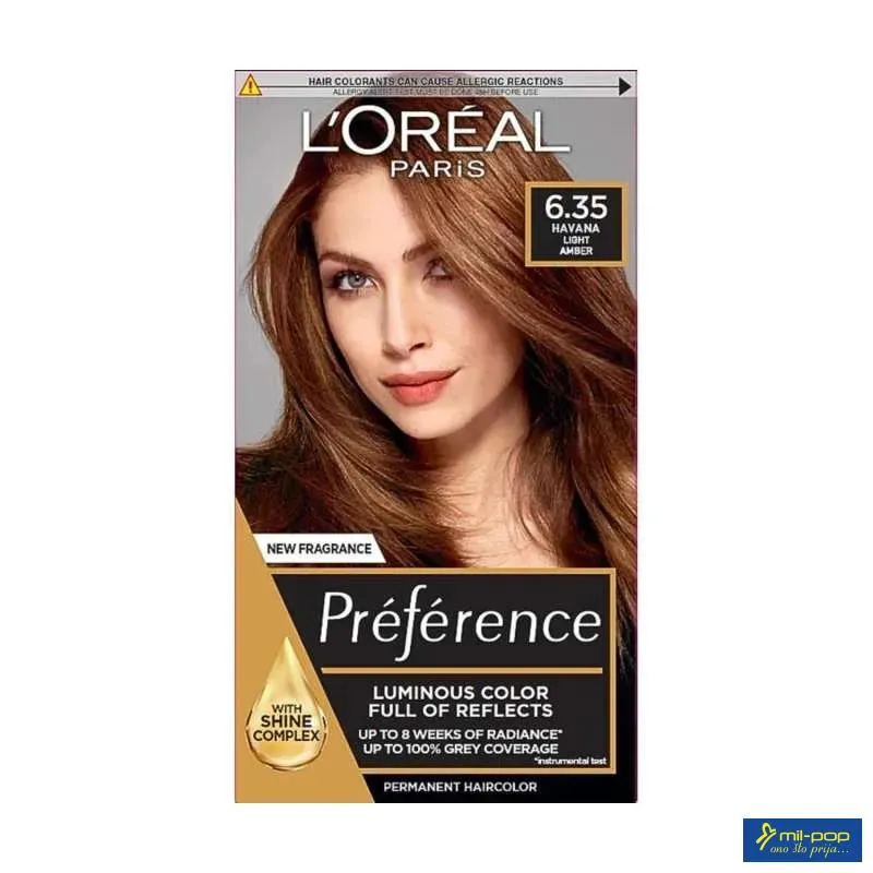 LOREAL PARIS PREFERENCE FARBA ZA KOSU-6.35 HAVANA LIGHT AMBER 