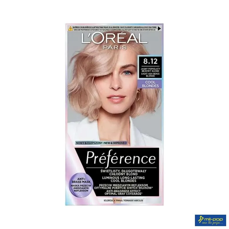LOREAL PARIS PREFERENCE FARBA ZA KOSU-8.12 ALASKA LIGHT BEIGE BLOND 